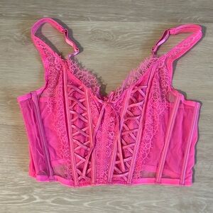 VS Hot Pink Lace Corset Bustier Bra